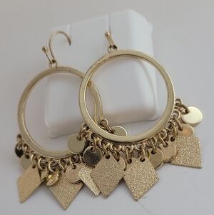 Chic Gold Hoop Earrings with Geometric Charms